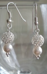 Sterling silver and Swarovski pearl earrings